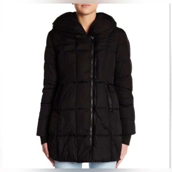 French Connection Jackets & Blazers - French Connection Black Mid length Women's Puffer Coat with Hood